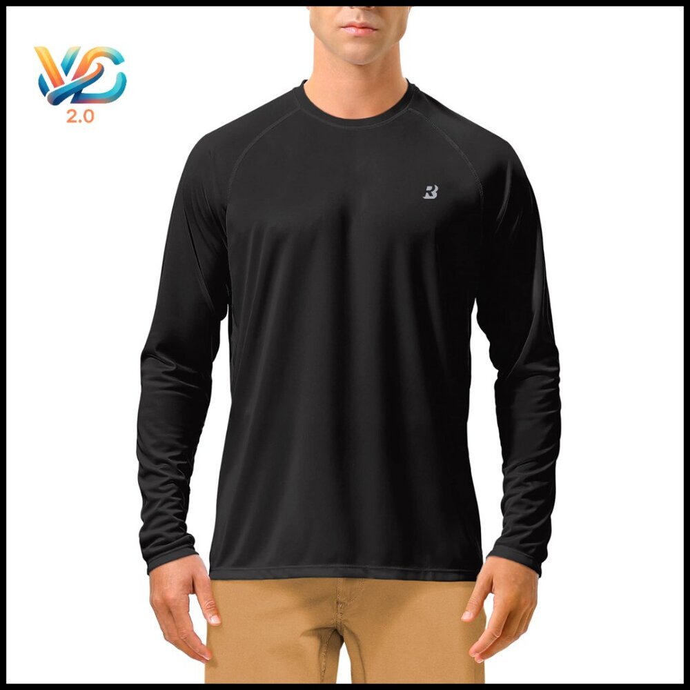 Men's UPF 50+ Long Sleeve Rash Guard for Fishing Hiking Swimming Running